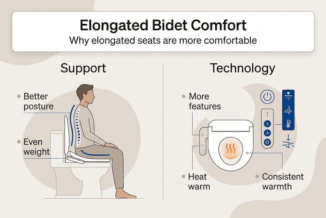 Infographic comparing comfort and features of elongated seats