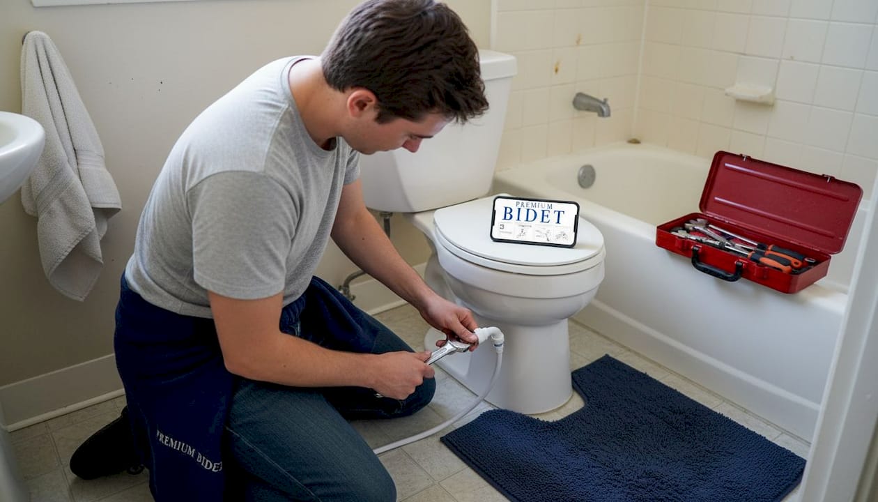 Renting user installing non-electric bidet