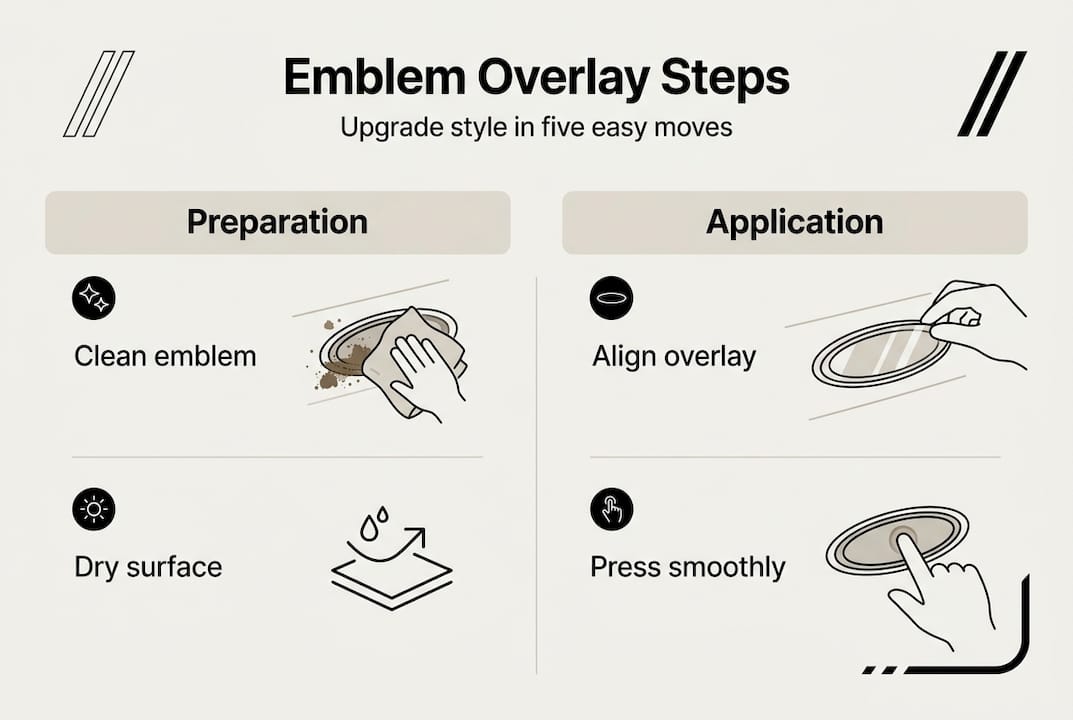 Infographic showing emblem overlay steps
