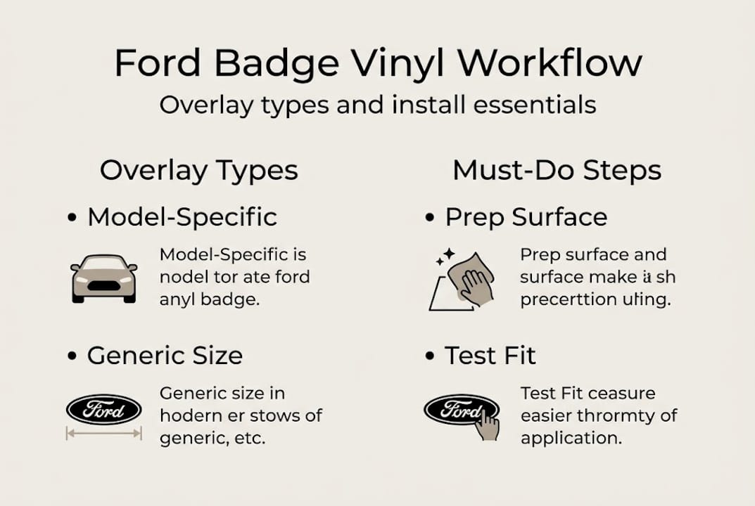 Infographic of Ford badge vinyl types and steps