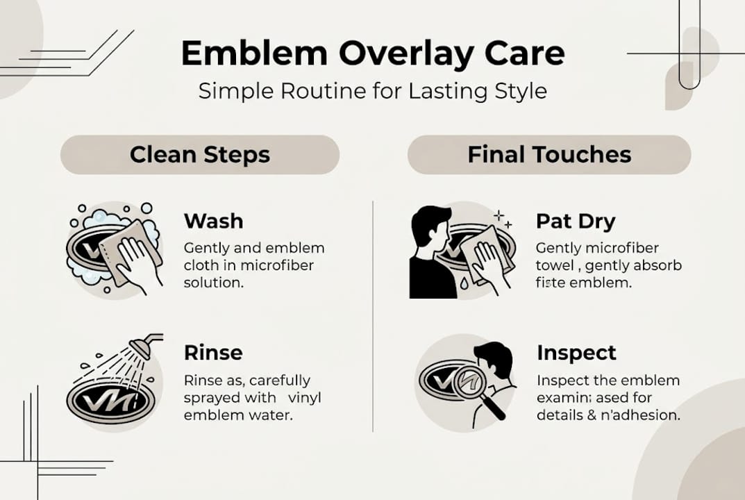 Infographic showing vinyl overlay care steps