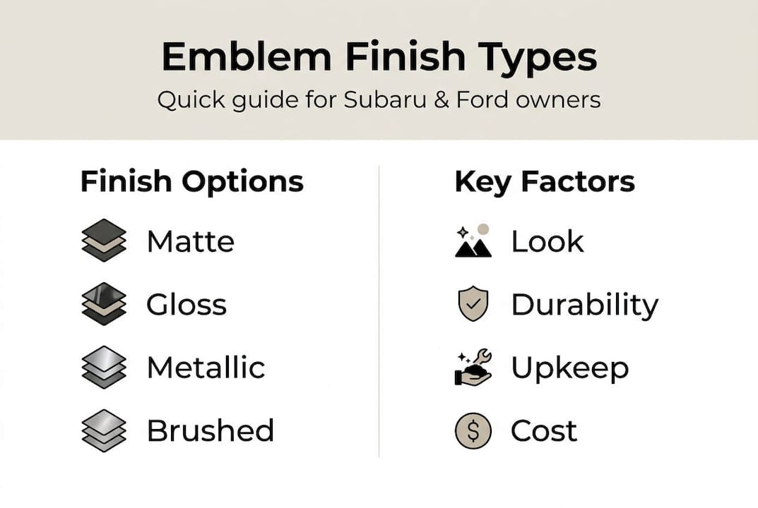 Infographic comparing emblem finish types