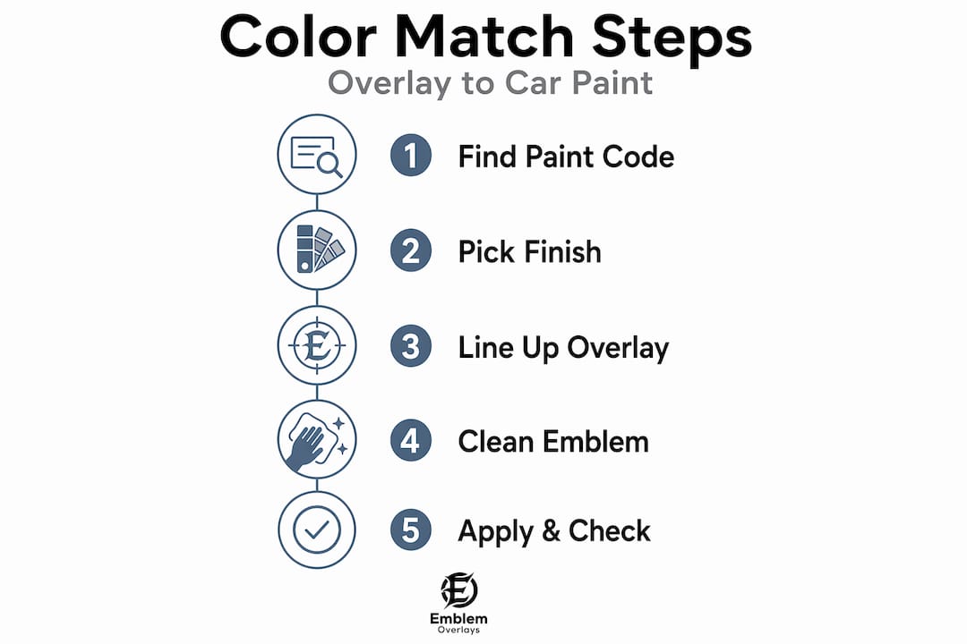 Infographic showing overlay color-matching steps
