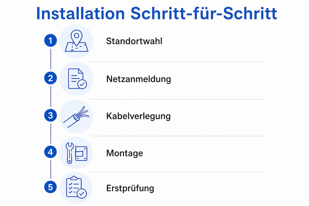 Schritt-für-Schritt-Anleitung: So installieren Sie eine Ladestation im Außenbereich – anschaulich erklärt in einer Infografik