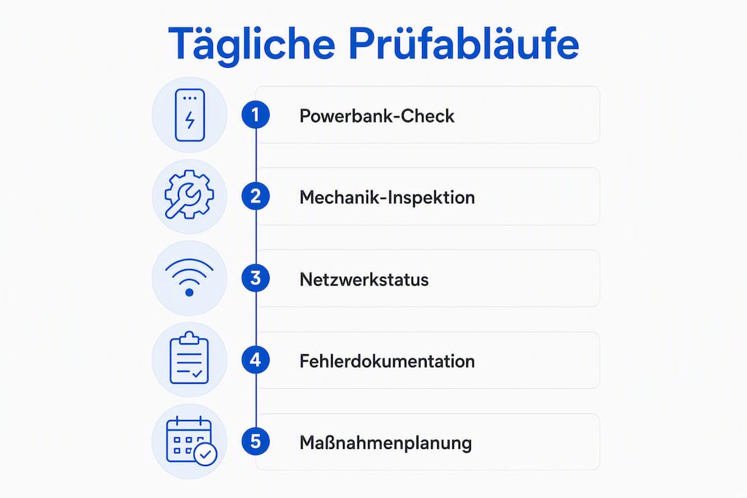 Übersichtsgrafik: So laufen die täglichen Kontrollen im Verleihsystem ab