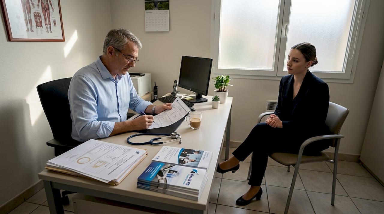 L'examinateur consulte le certificat médical présenté par le candidat.