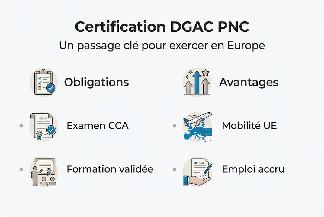 Infographie : tout savoir sur la certification DGAC et les atouts du métier de PNC
