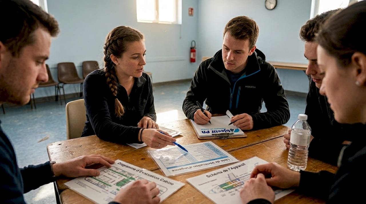 Un groupe d’élèves se prépare actuellement à passer l’épreuve pratique d’aviation.