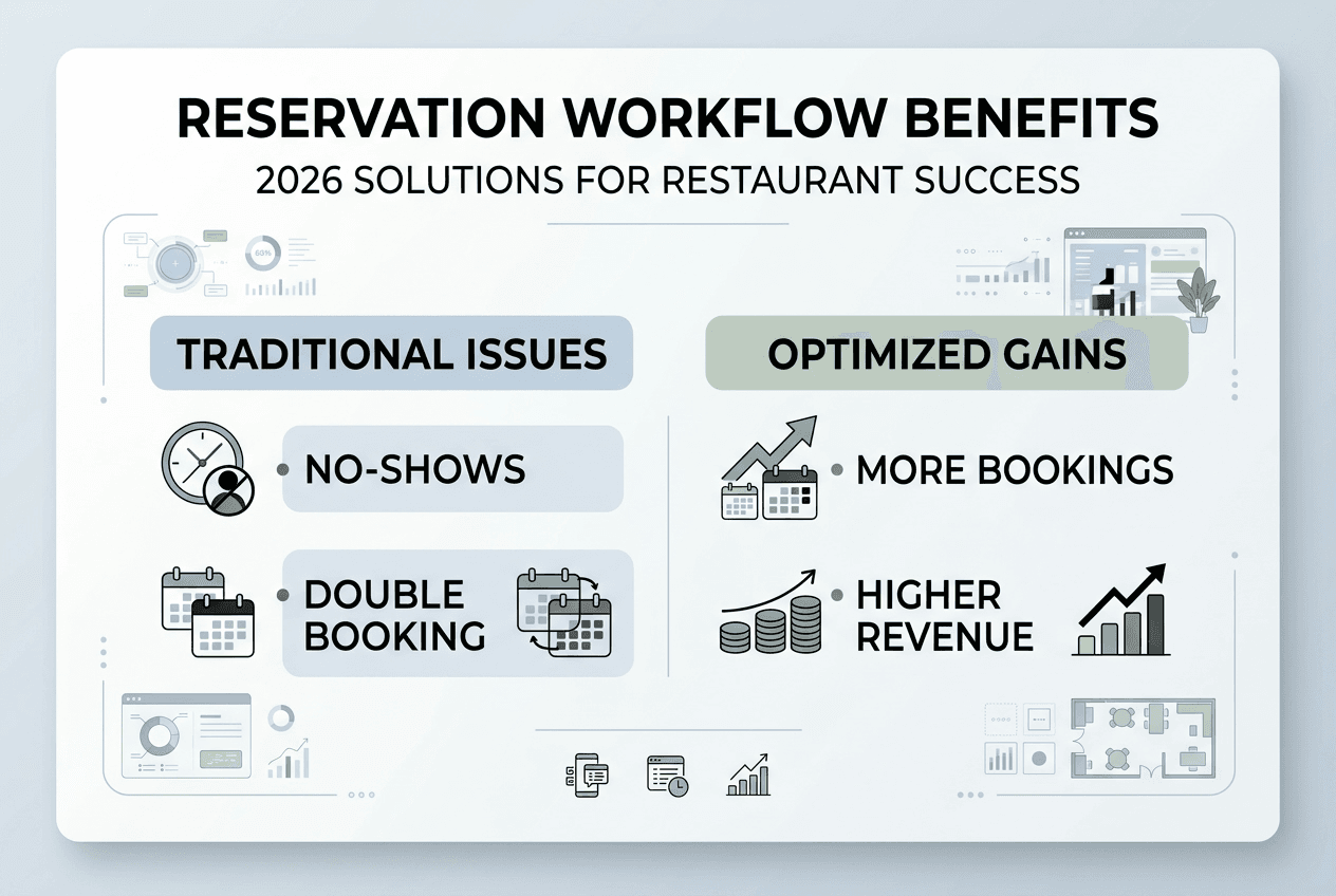 Infographic showing reservation workflow improvements