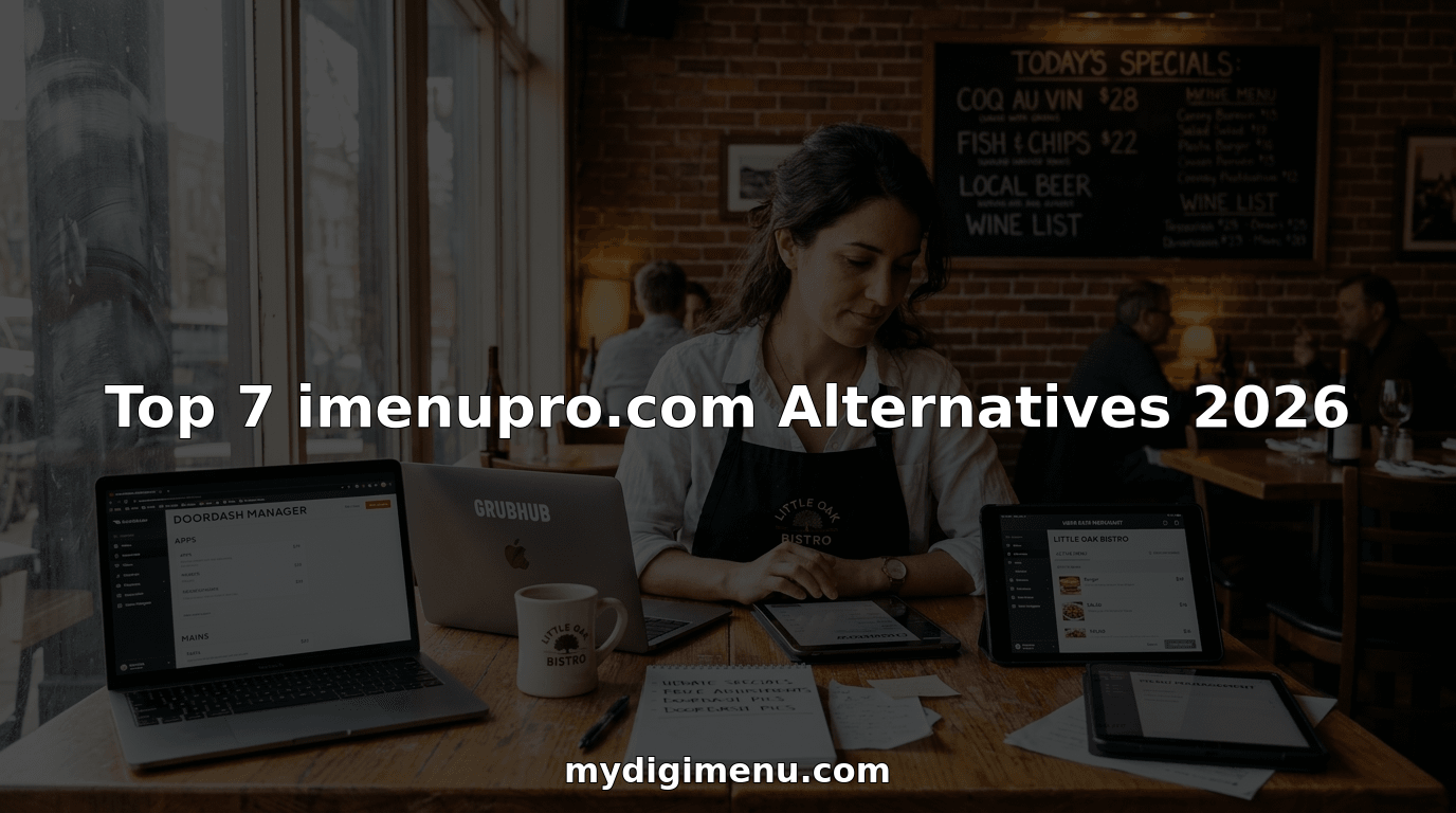 Restaurant owner reviewing digital menu platforms