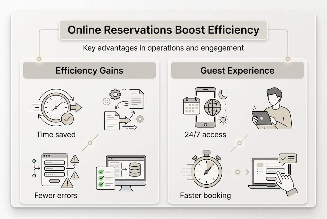 Infographic showing efficiency and guest experience benefits