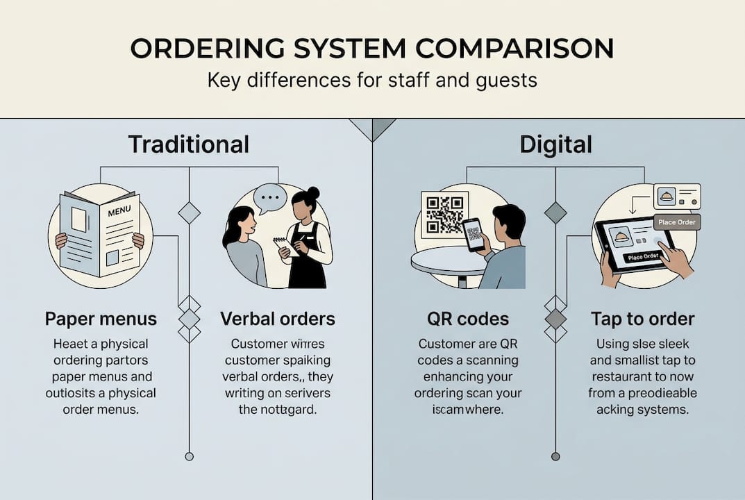 Infographic comparing traditional and digital ordering