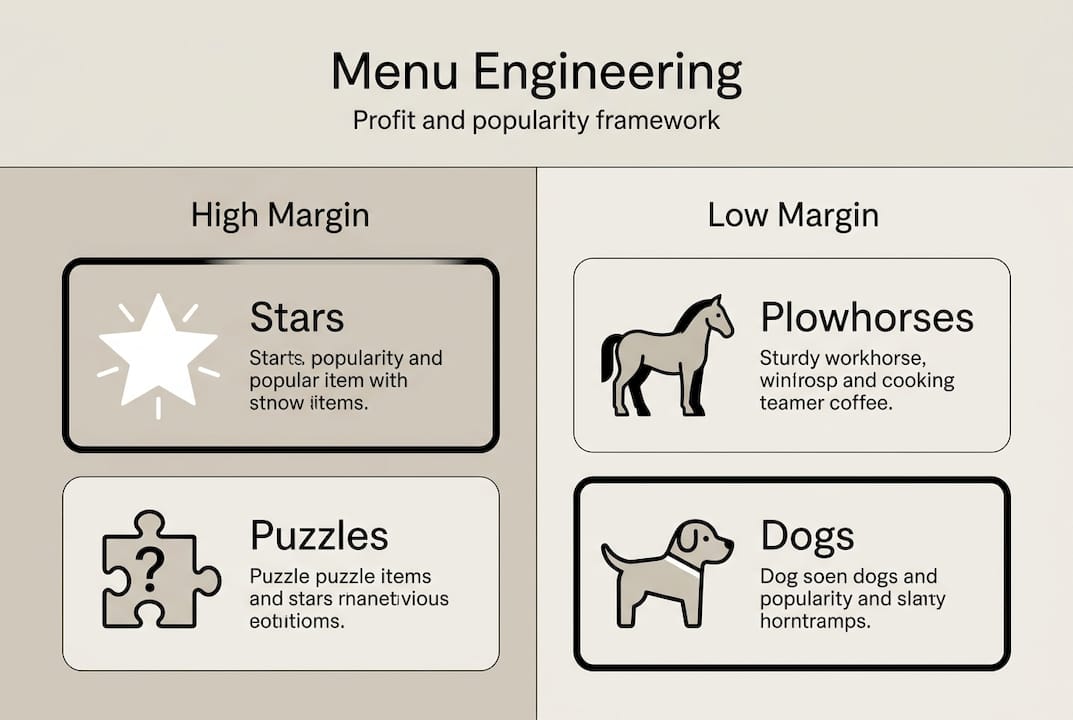 Infographic of menu engineering categories