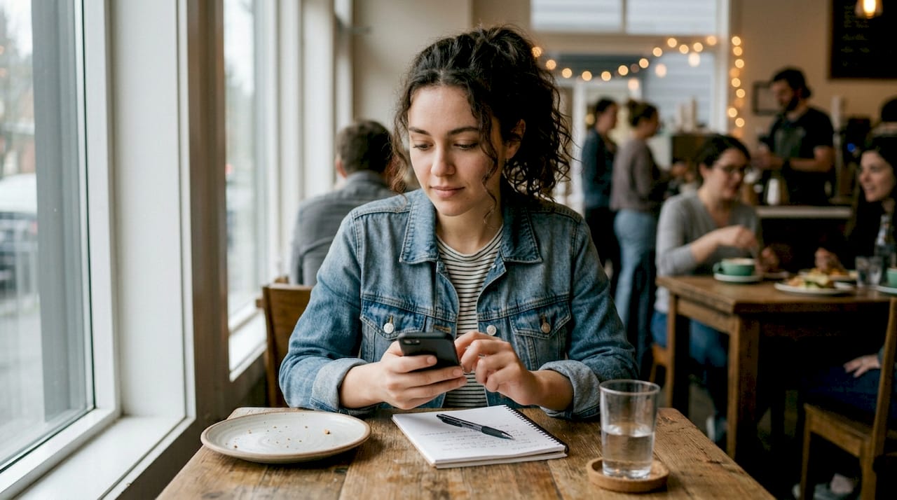 Guest browsing menu on smartphone