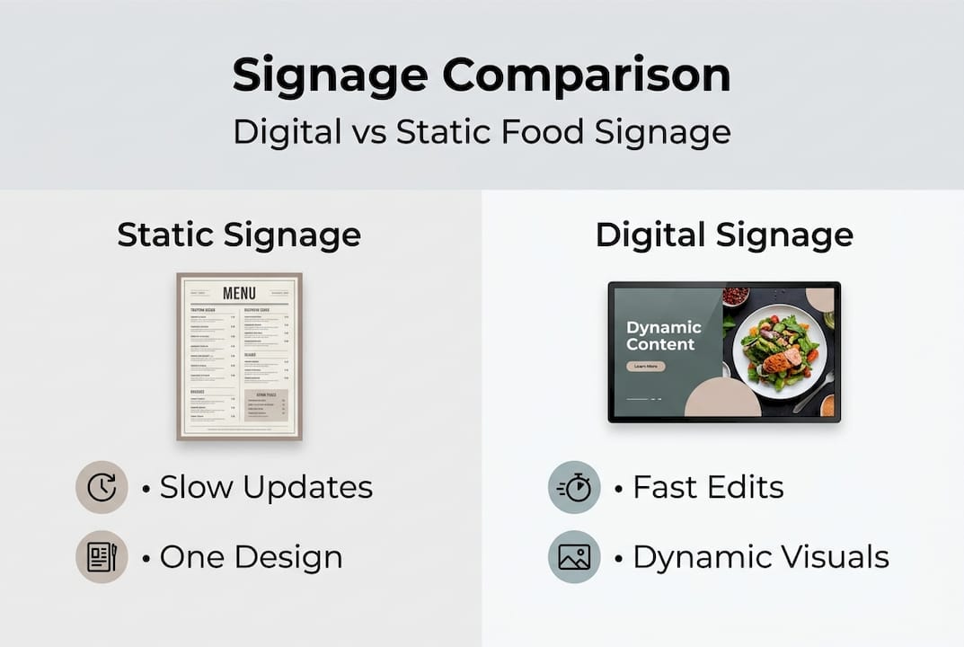 Infographic compares digital and static signage features