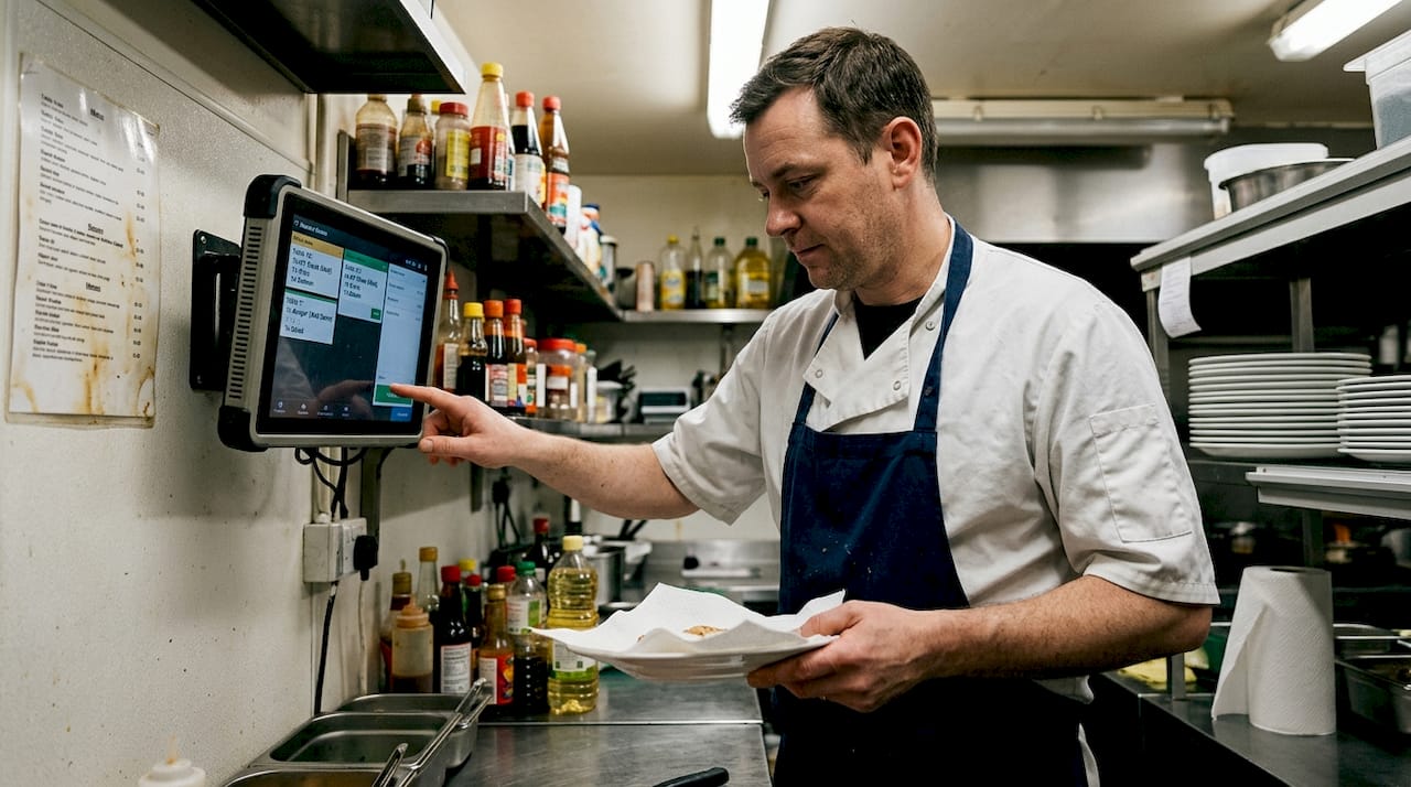 Chef processing digital restaurant order