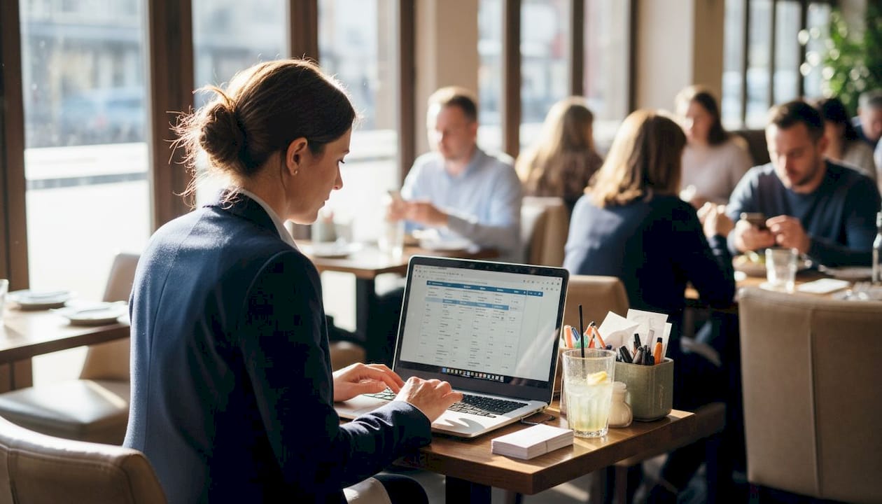 Manager adjusting restaurant reservation platform