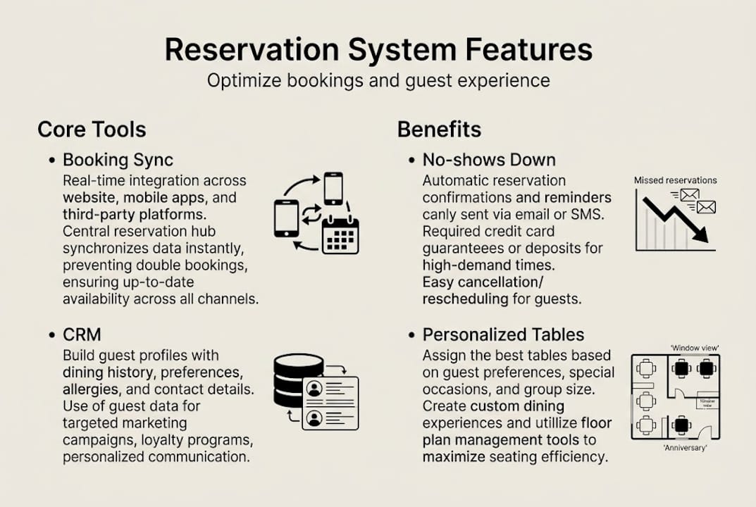 Infographic on reservation system features and benefits