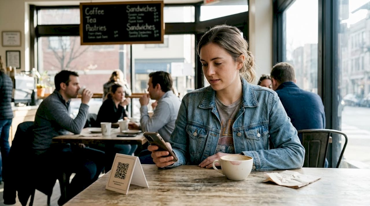 Guest scanning QR code for ordering