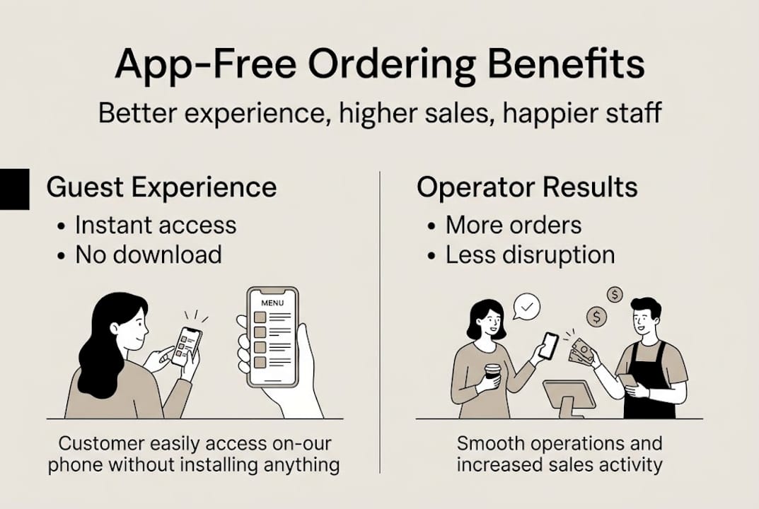 Infographic showing app-free ordering benefits