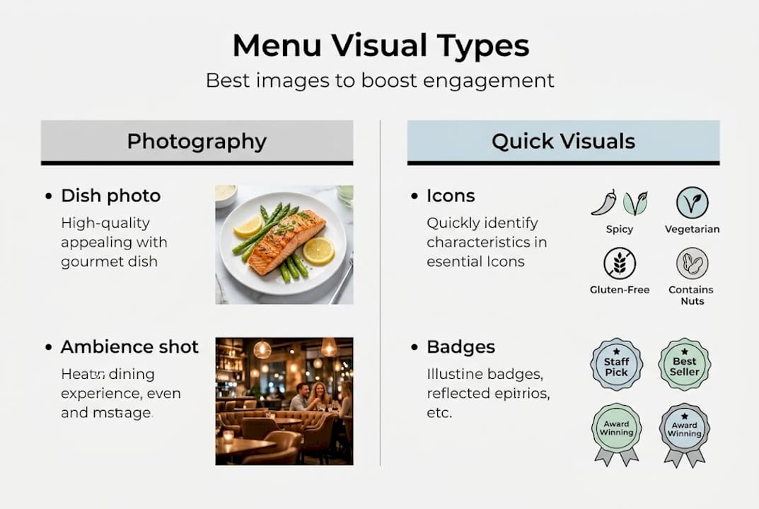 Infographic of menu visual content types