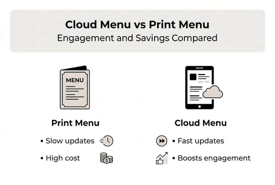 Infographic comparing cloud and print menus