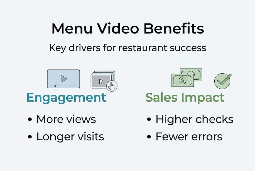 Infographic showing restaurant menu video benefits
