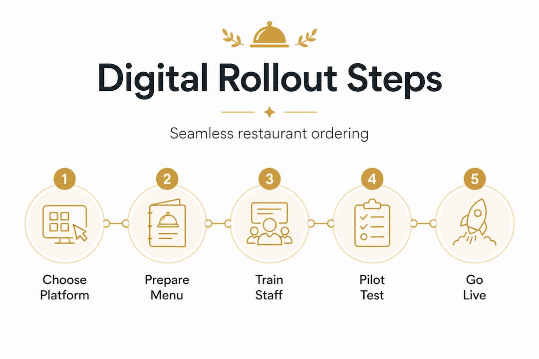 Infographic with steps for digital menu rollout