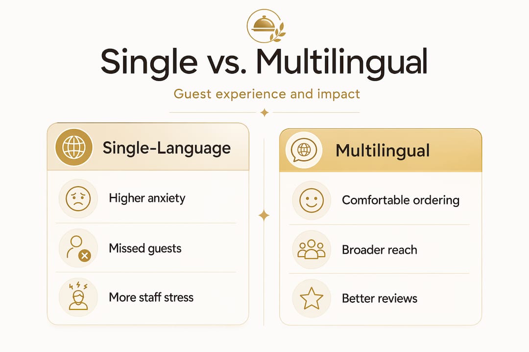 Single-language versus multilingual menu benefits comparison