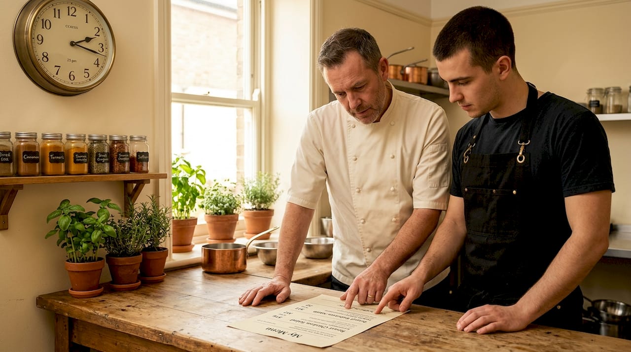 Kitchen staff checking integrated delivery order ticket