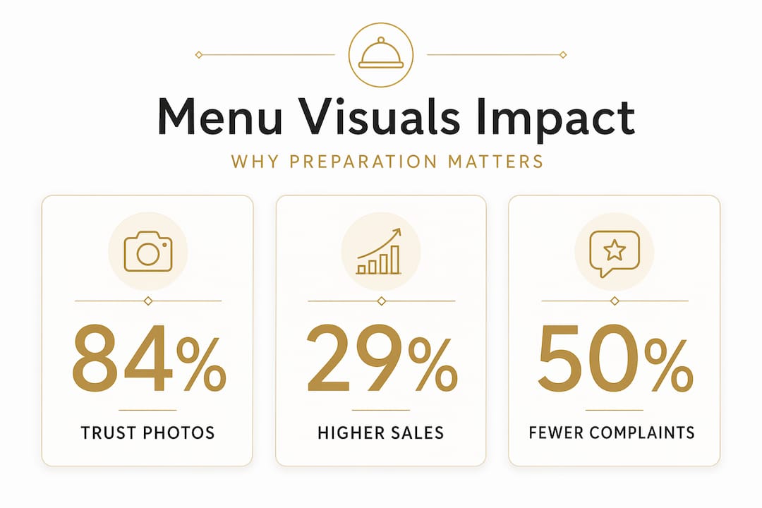 Infographic showing menu visuals preparation impact stats