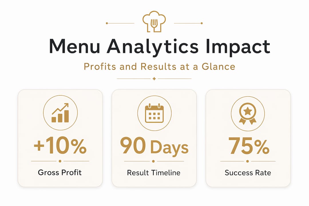Infographic showing menu analytics profit and results stats