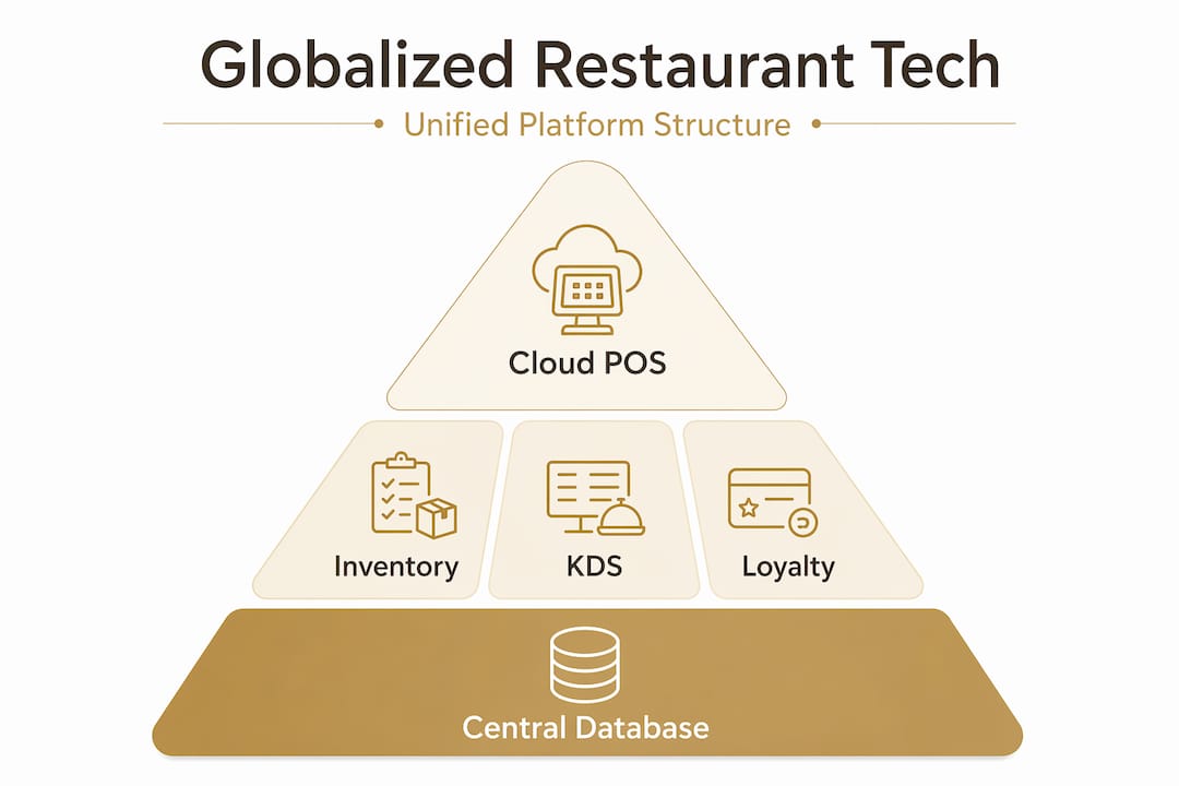 Hierarchy graphic of unified restaurant technology stack