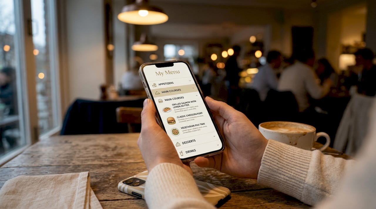 Smartphone displaying cross-platform restaurant menu
