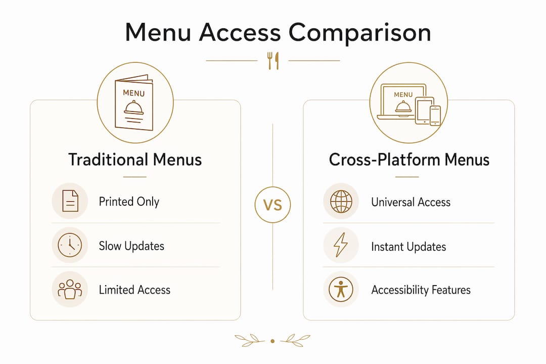 Infographic comparing traditional and cross-platform menus