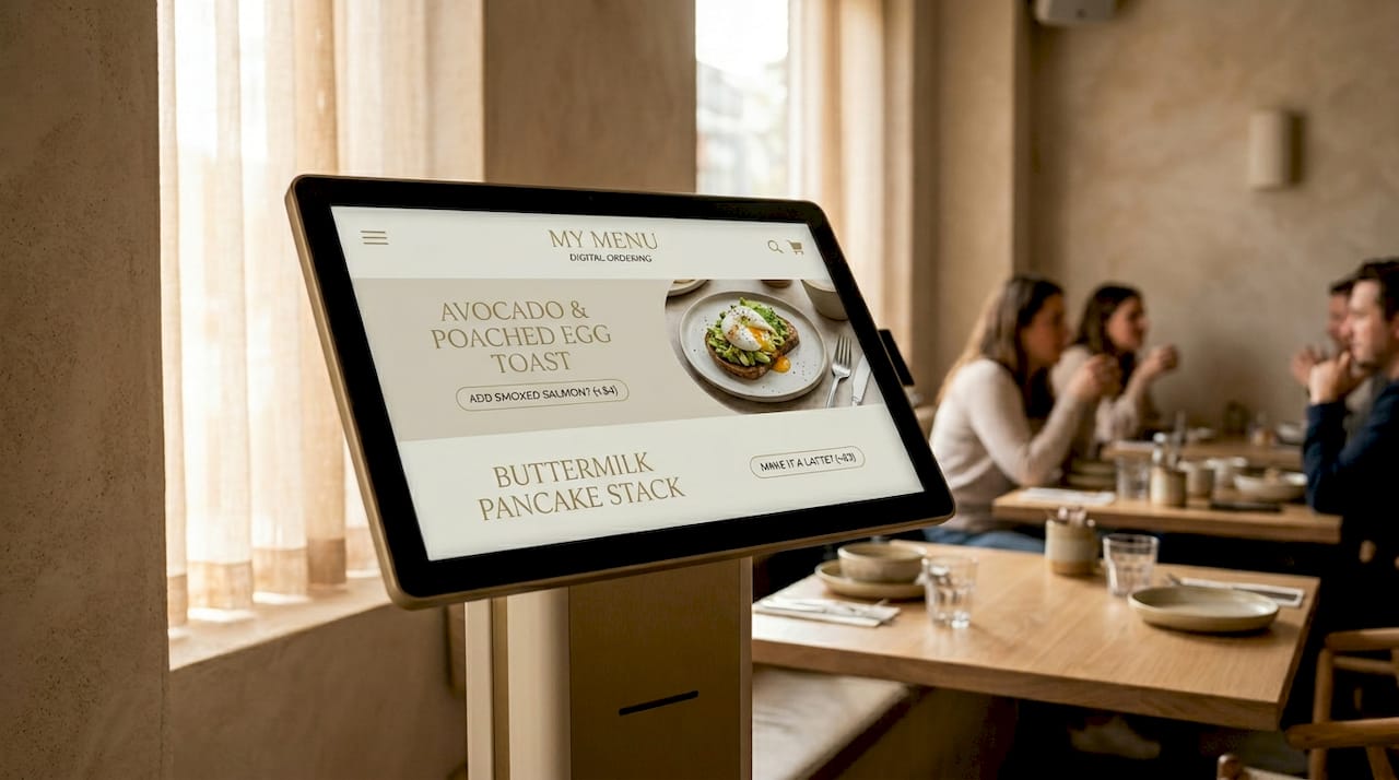 Restaurant digital kiosk with add-on prompts