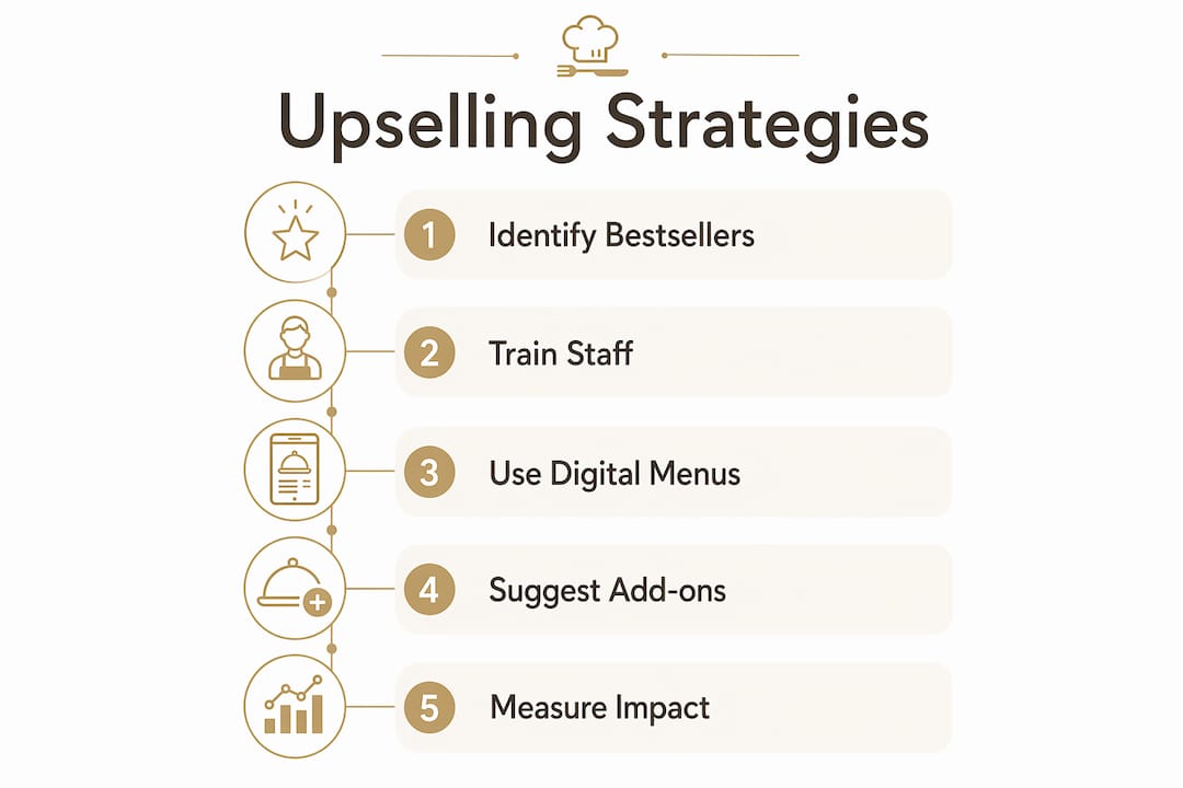 Infographic outlining menu upselling strategies
