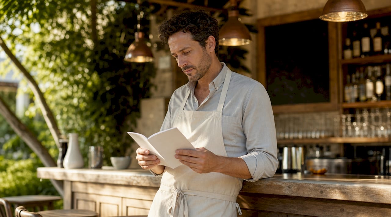 Restaurant owner reviewing crypto payment setup