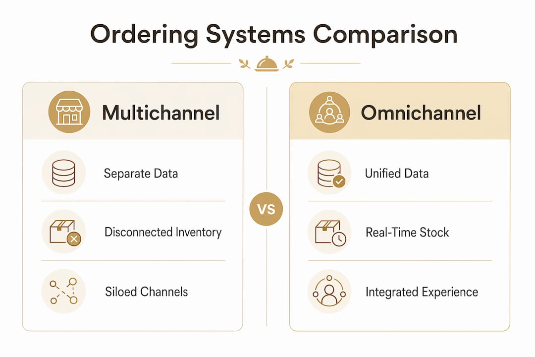 Infographic comparing omnichannel and multichannel systems