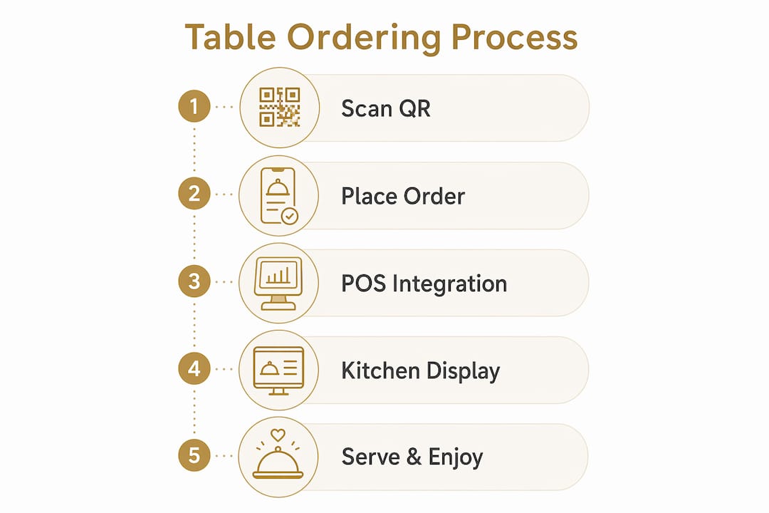 Infographic illustrating table ordering process steps