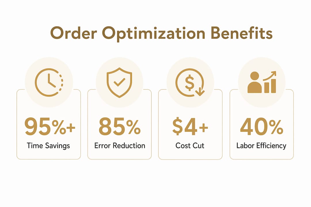 Infographic displaying key benefits of order optimization