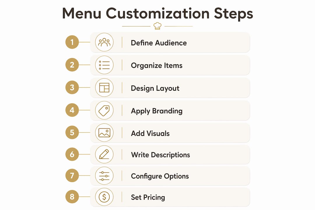 Infographic illustrating step-by-step menu customization process