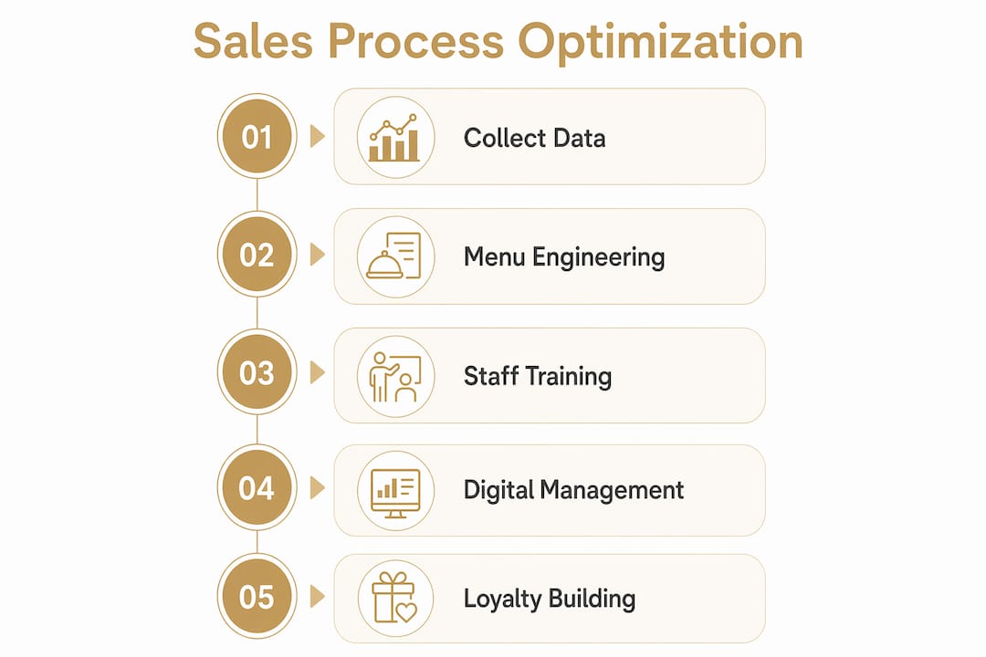 Infographic illustrating restaurant sales optimization steps