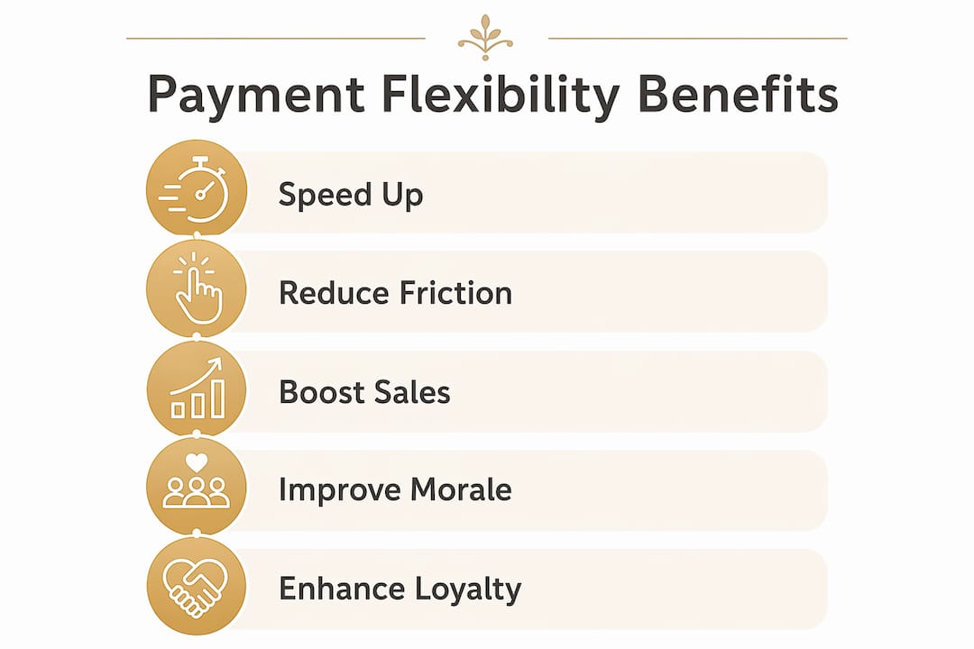 Infographic illustrating key benefits of payment flexibility