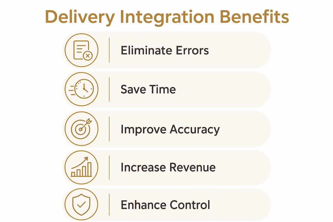 Infographic outlining key benefits of delivery integration