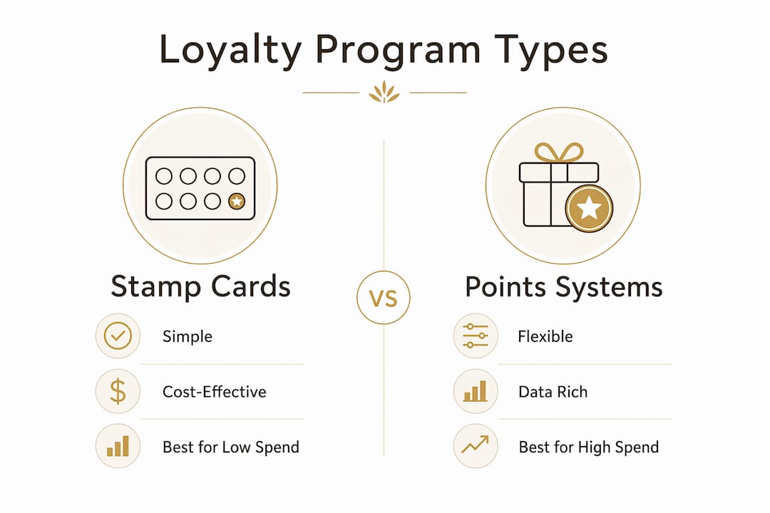 Infographic comparing stamp cards and points systems