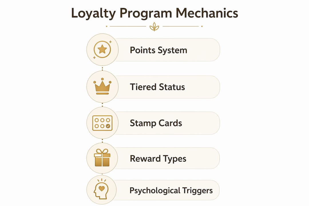 Infographic illustrating key loyalty program mechanics steps