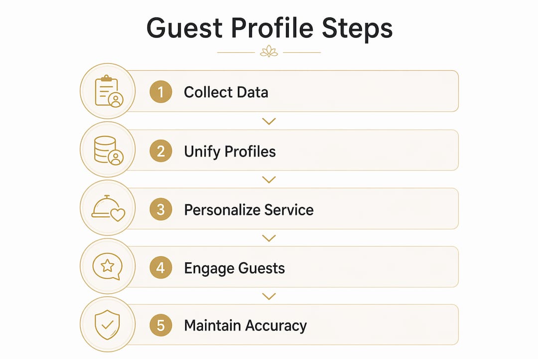 Infographic of guest profile management steps