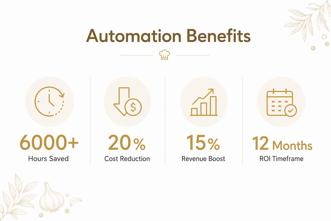Infographic showing measurable financial benefits of hospitality automation