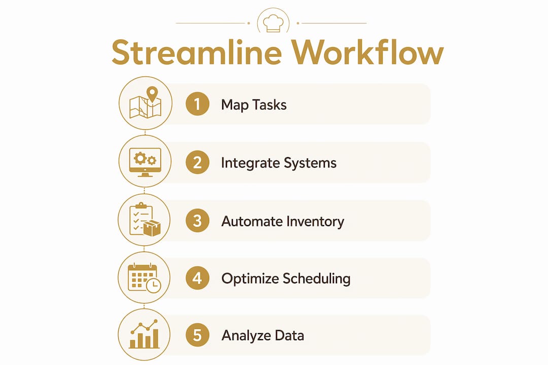 Infographic showing steps to streamline food service operations